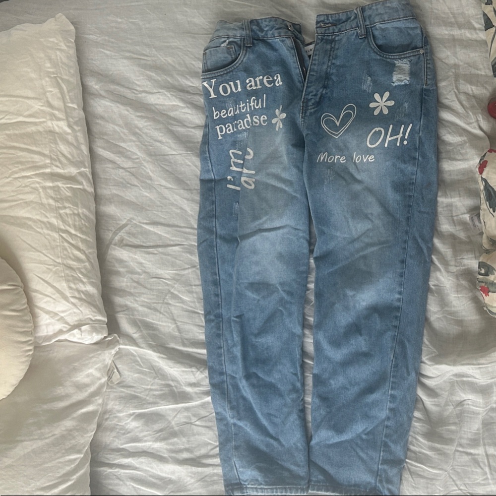 Blue Graphic Denim Jeans